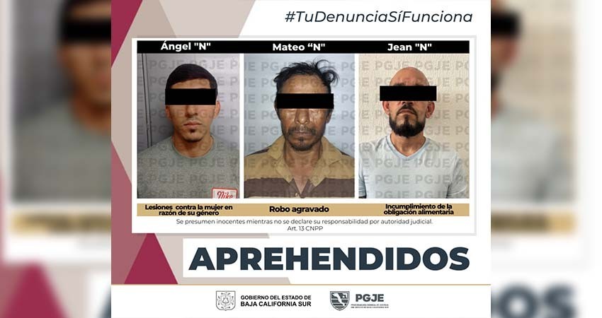 Fueron detenidos 3 imputados por diversos delitos en BCS
