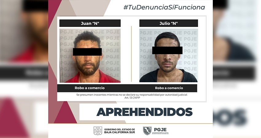 Detienen a dos hombres en La Paz y Los Cabos por robo calificado a comercio