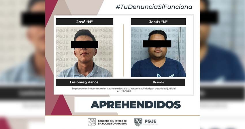 Detienen a dos hombres en La Paz y Los Cabos por diversos delitos