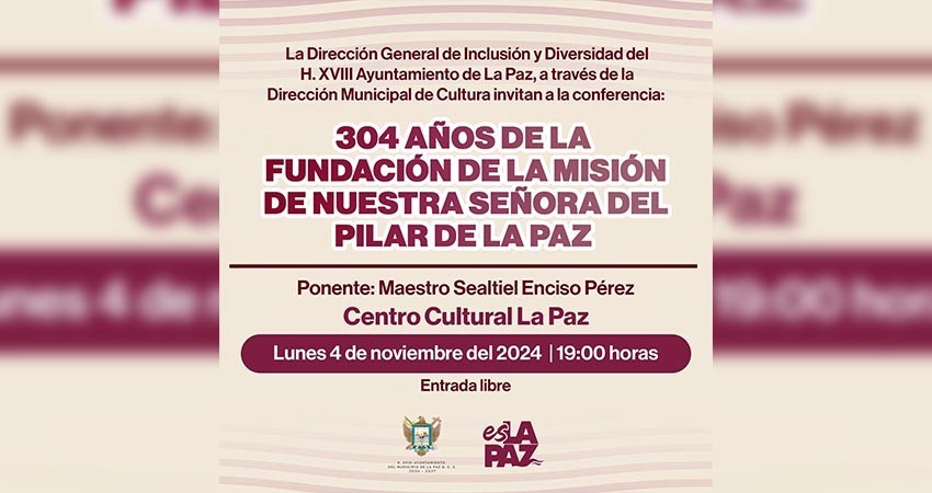 Invitan a la conferencia histórica en el Centro Cultural La Paz