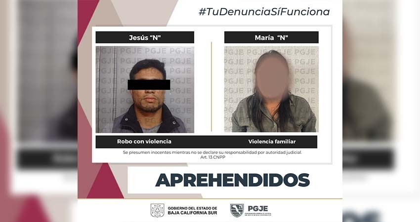 Son detenidas dos personas buscadas por robo y violencia familiar
