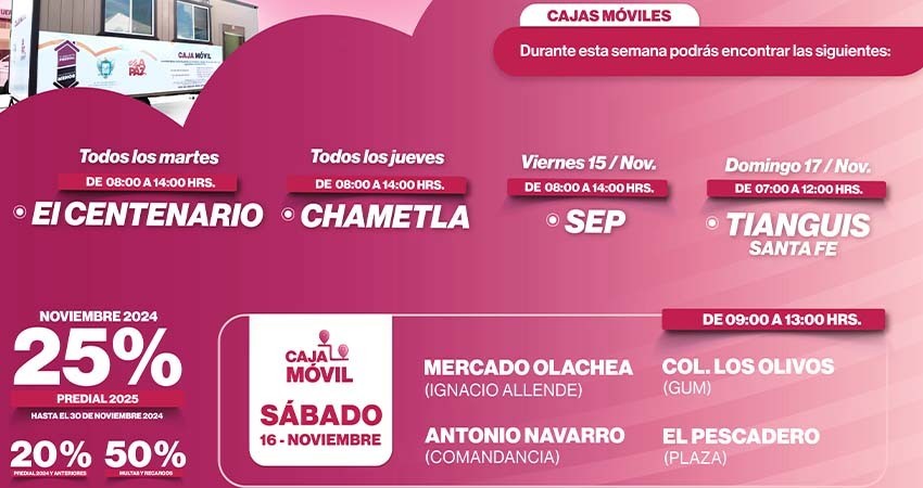 Ayuntamiento de La Paz instala cajas móviles adicionales para pago del predial