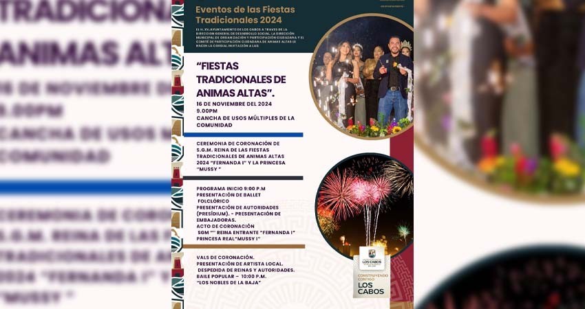 Invita XV Ayuntamiento de Los Cabos a celebrar Fiestas Tradicionales de Animas Altas 2024