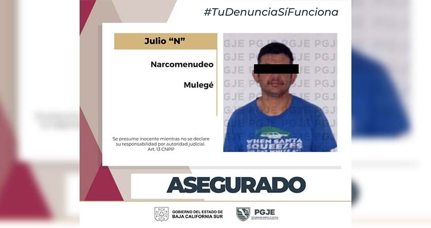 En Guerrero Negro en cateo asegura PGJE a una persona y metanfetamina