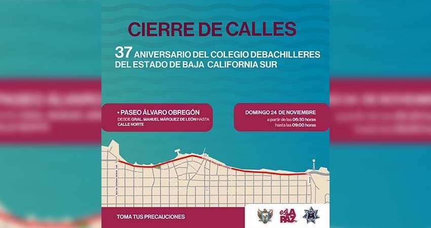 Cerrarán el malecón de La Paz por la 2da Carrera pedestre de Aniversario del COBACH