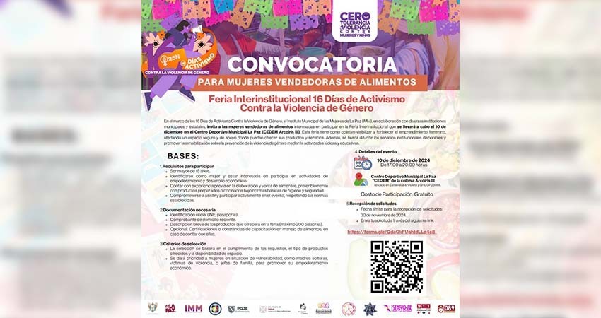 Invitan a mujeres vendedoras de alimentos a participar en la Feria Interinstitucional