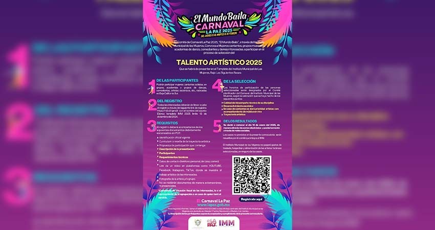 IMM invita al talento artístico a participar en escenario del “Carnaval La Paz 2025”