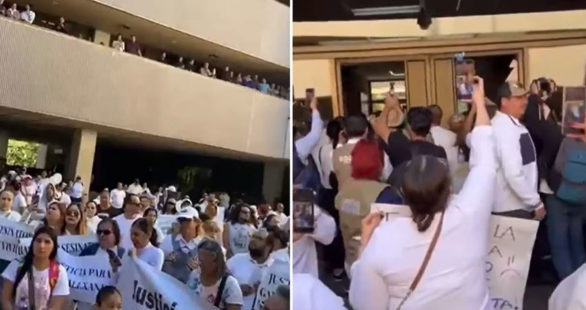 Irrumpen en oficinas del Gobernador de Sinaloa al grito de 'renuncia Rocha' y 'narcogobierno'