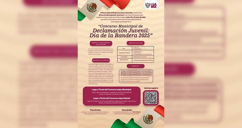 Invitan al Concurso Municipal de Declamación por el Día de la Bandera