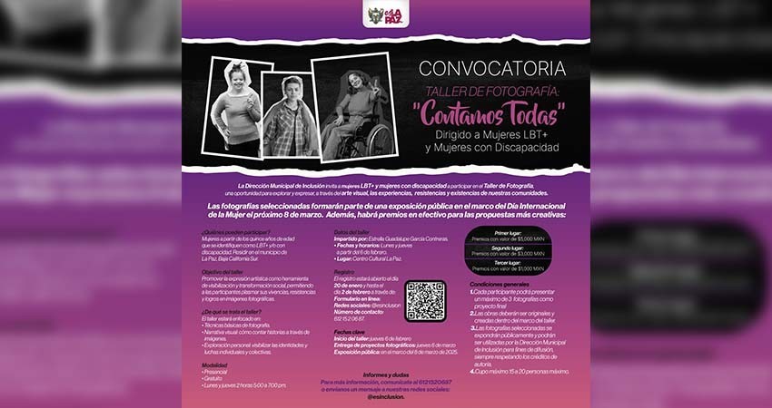 Invitan a mujeres con discapacidad y LBT+ a taller gratuito de fotografía