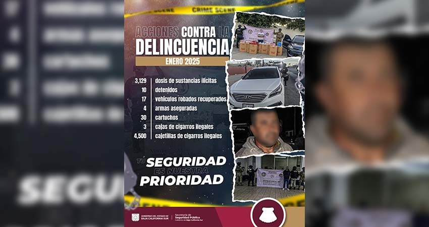 Aseguran armas, municiones, drogas, vehículos y cigarros ilegales en BCS