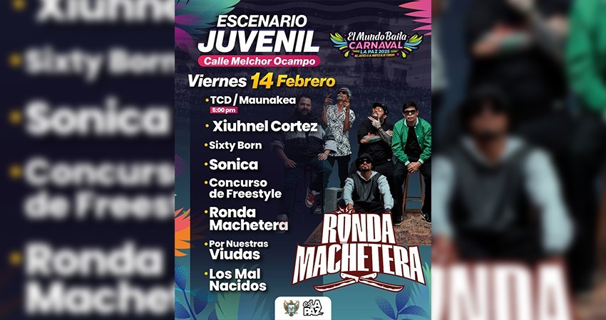 Rock, reggae y cumbia con hip hop en el escenario juvenil del Carnaval La Paz 2025
