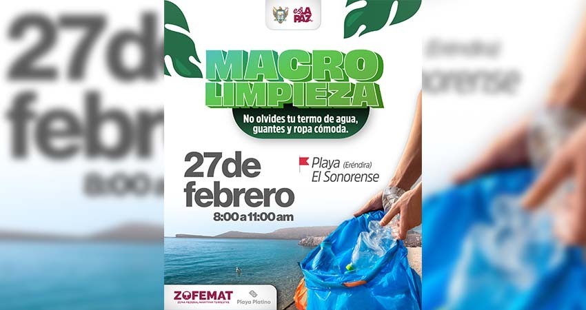 Invita el Ayuntamiento de La Paz a la macro limpieza de la playa El Sonorense