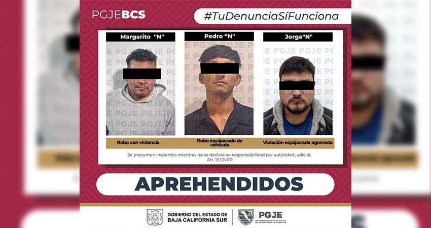 Aprehendidos 3 imputados por diversos delitos