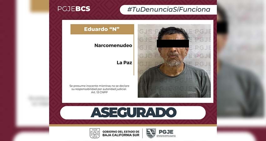 Asegura PGJE  875 dosis de droga y a un hombre mediante cateo en un domicilio en La Paz