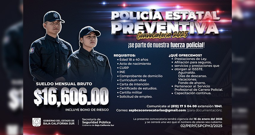 SSPE abre convocatoria para integrarse a la Policía Estatal Preventiva