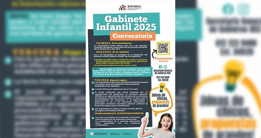 Invitan a niñas y niños de La Paz, a participar en Gabinete Infantil 2025