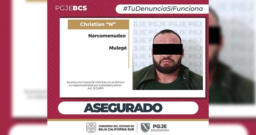 Asegura PGJE droga y detiene a una persona en Santa Rosalía