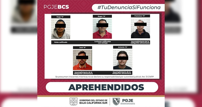 Cumplimentan cinco órdenes de aprehensión en distintos municipios de BCS