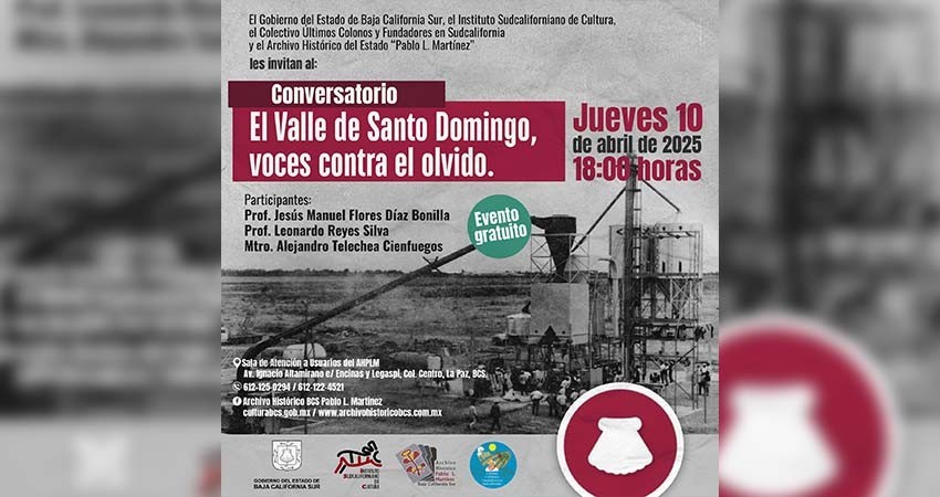 Invita ISC al conversatorio de la historia del Valle de Santo Domingo