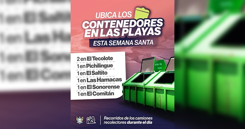 Instalará el Ayuntamiento contenedores de basura en playas de La Paz