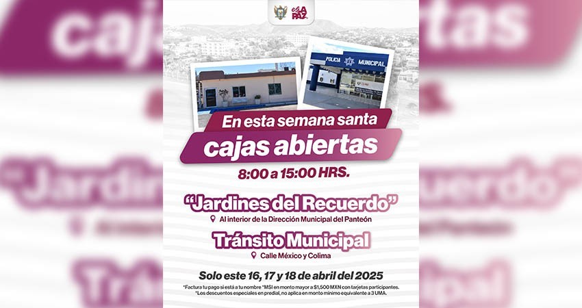 Dos cajas recaudadoras operarán en días santos para facilitar pagos municipales