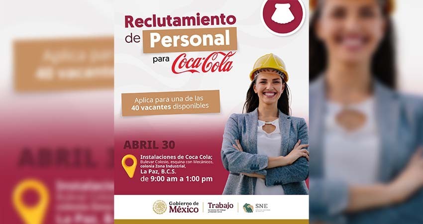 Anuncia el SNE oportunidades laborales en Grupo Coca-Cola