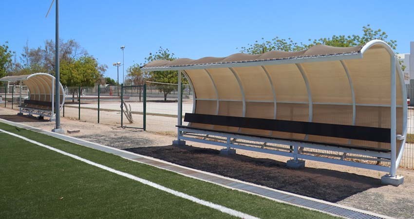 Realizan obras de rehabilitación del campo de fútbol-7 de la Unidad Deportiva Nuevo Sol