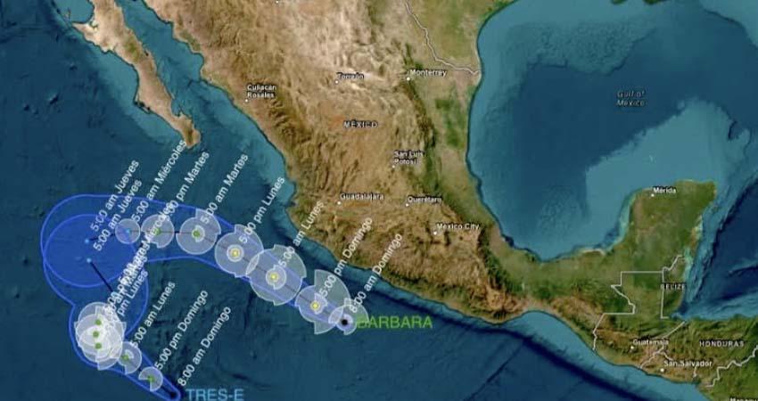 Avanzan en el pacífico la tormenta tropical Bárbara y la depresión Tres-E