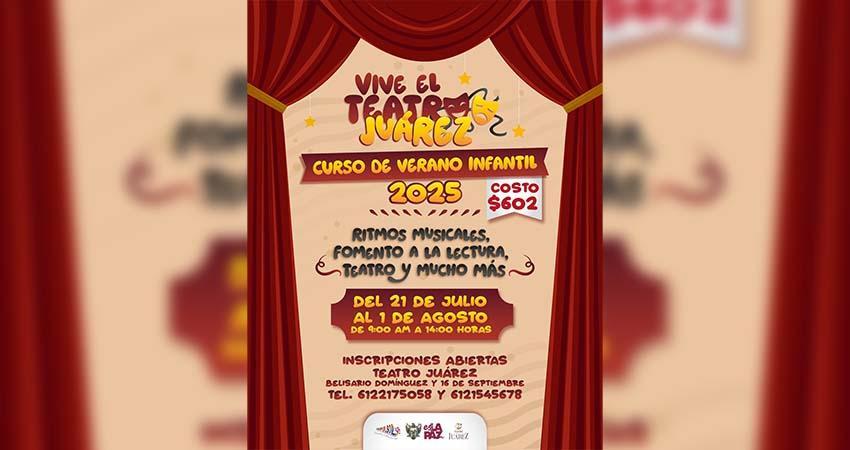 Anuncian cursos de verano para niñas, niños y jóvenes en el Teatro Juárez