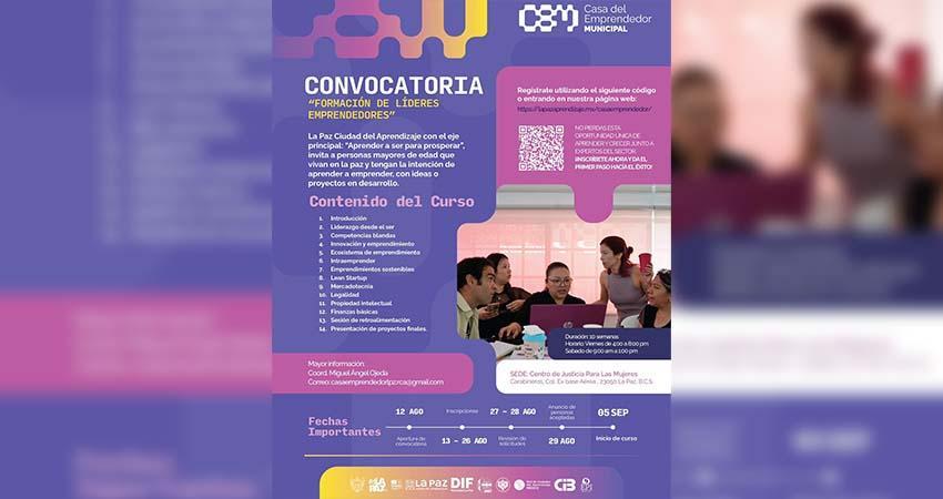 Ayuntamiento de La Paz invita al curso “Formación de Líderes Emprendedores”