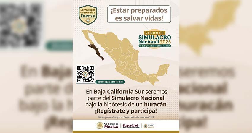 Invita gobierno de BCS a participar en el Segundo Simulacro Nacional de Protección Civil