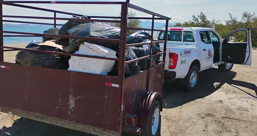 Recolecta Zofemat más de 5 toneladas de residuos en playas y zonas costeras de La Paz