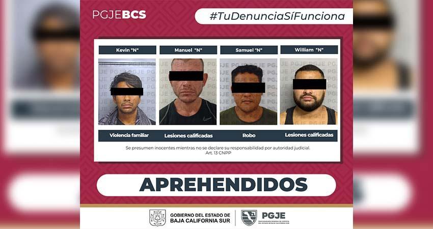 Son aprehendidas 4 personas imputadas por diversos delitos