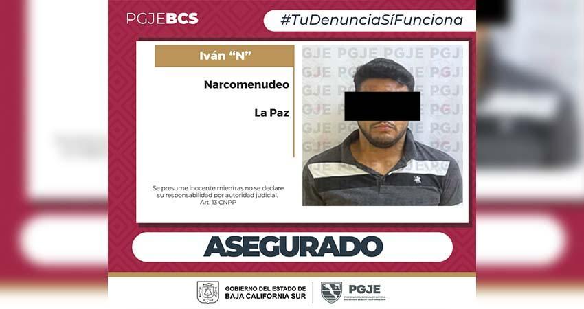 Aprehenden a joven en posesión de narcótico en la colonia Valle del Mezquite en La Paz
