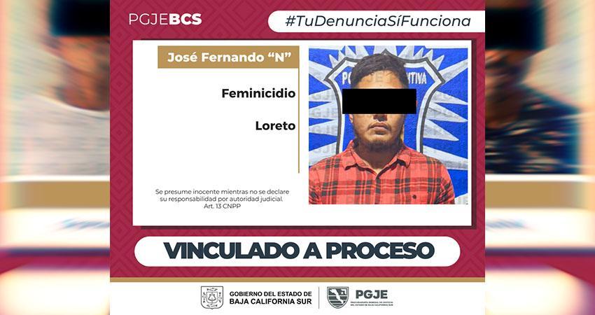Por el delito de feminicidio vinculan a proceso y prisión preventiva a José Fernando “N”