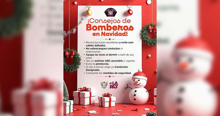 Emiten Bomberos de La Paz, recomendaciones de seguridad por temporada navideña
