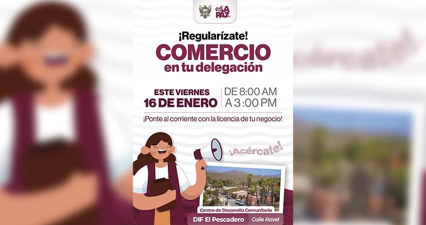 Invita Ayuntamiento de La Paz a la Jornada “Comercio en tu Delegación” en Pescadero