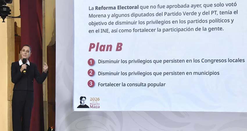 Sheinbaum enviará Plan B de la reforma electoral el martes