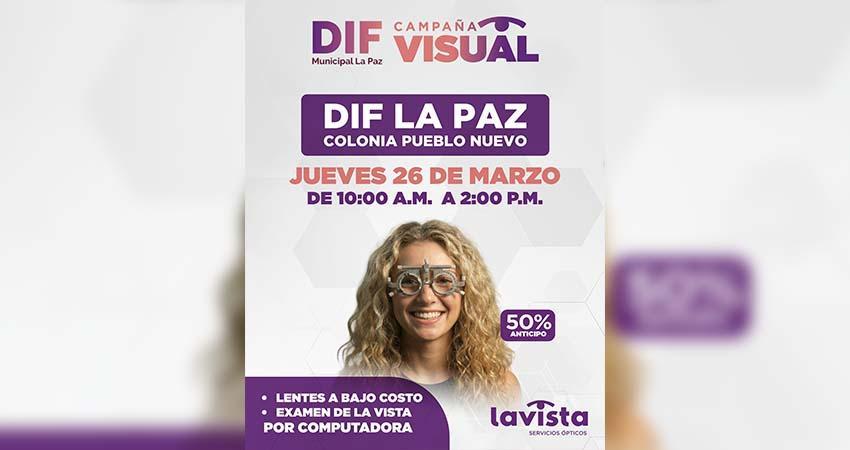 DIF La Paz realizará campaña visual con lentes a bajo costo en colonia Pueblo Nuevo