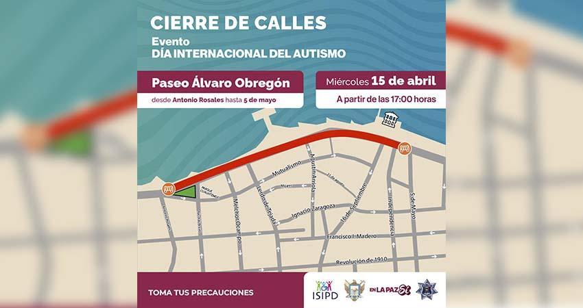 Habrá cierre vial en el malecón de La Paz durante la tarde de este miércoles