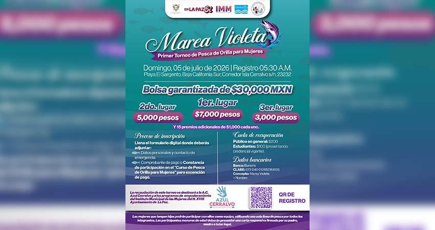 Aumenta a 30 mil pesos, bolsa de premios del Primer Torneo de Pesca de Orilla “Marea violeta”