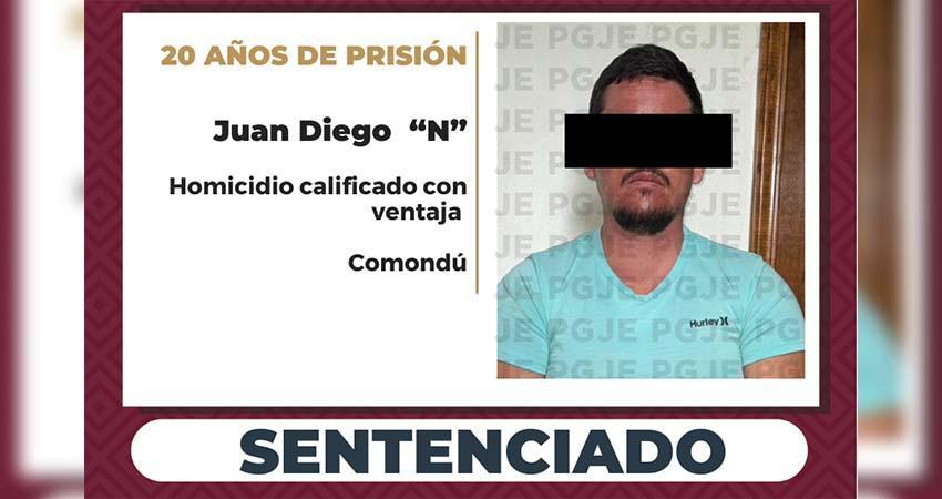 Pasará 20 años de prisión por homicidio calificado con ventaja