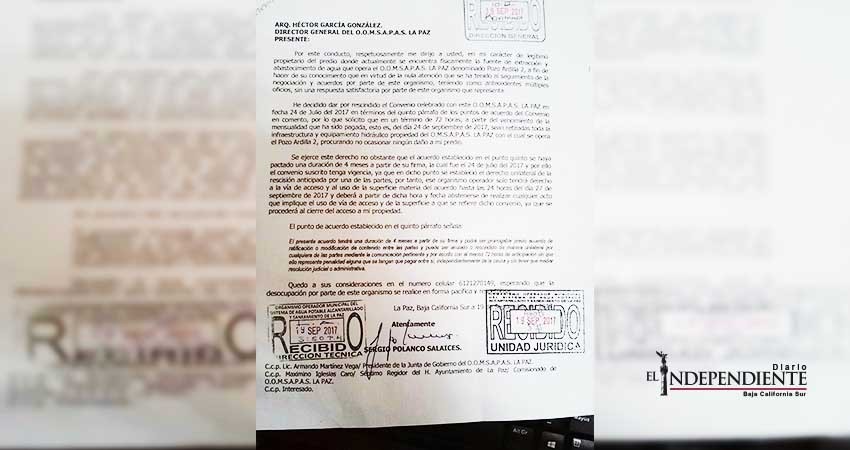 Sergio Polanco, aspirante a la alcaldía de La Paz deja sin agua a 3 pueblos