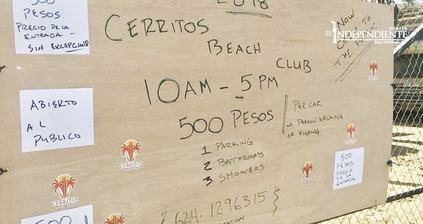 Niega empresa 'Cerritos Beach Club' cobrar paso a la playa