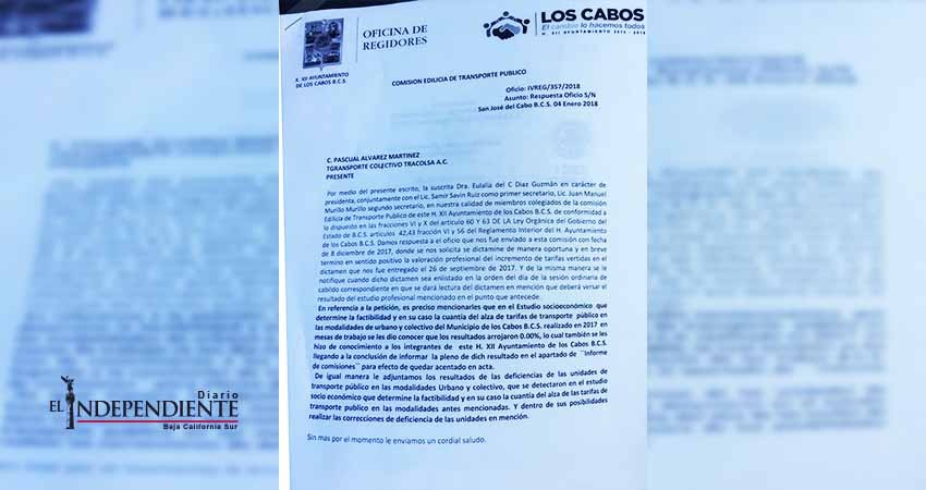 Regidores niegan a transportistas aumento a la tarifa que solicitaron