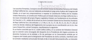 Pide consejo de CEDH a Lizeth Collins no intervenir en presidencia de la institución