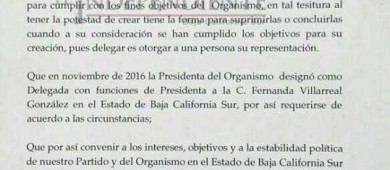 Expulsan a Fernanda Villareal del ONMPRI de BCS