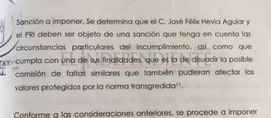 Sancionan a Pepe Hevia por no usar logos del PRI en su propaganda 