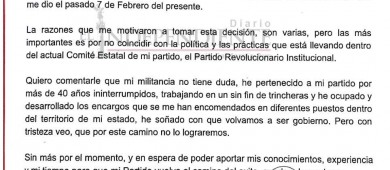 Renuncian a sus cargos activos de la dirigencia estatal del PRI